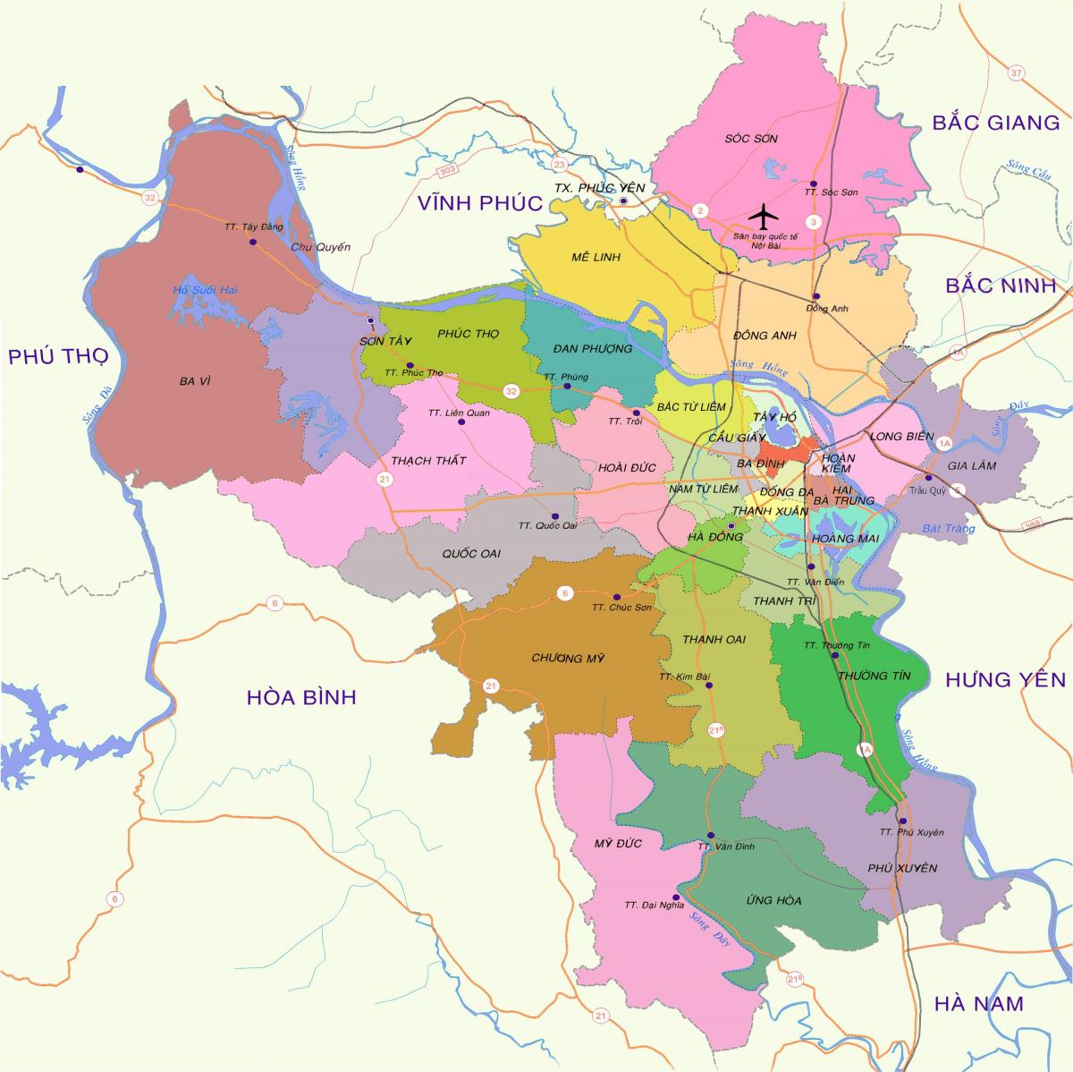 რუკა ჰანოის რაიონში